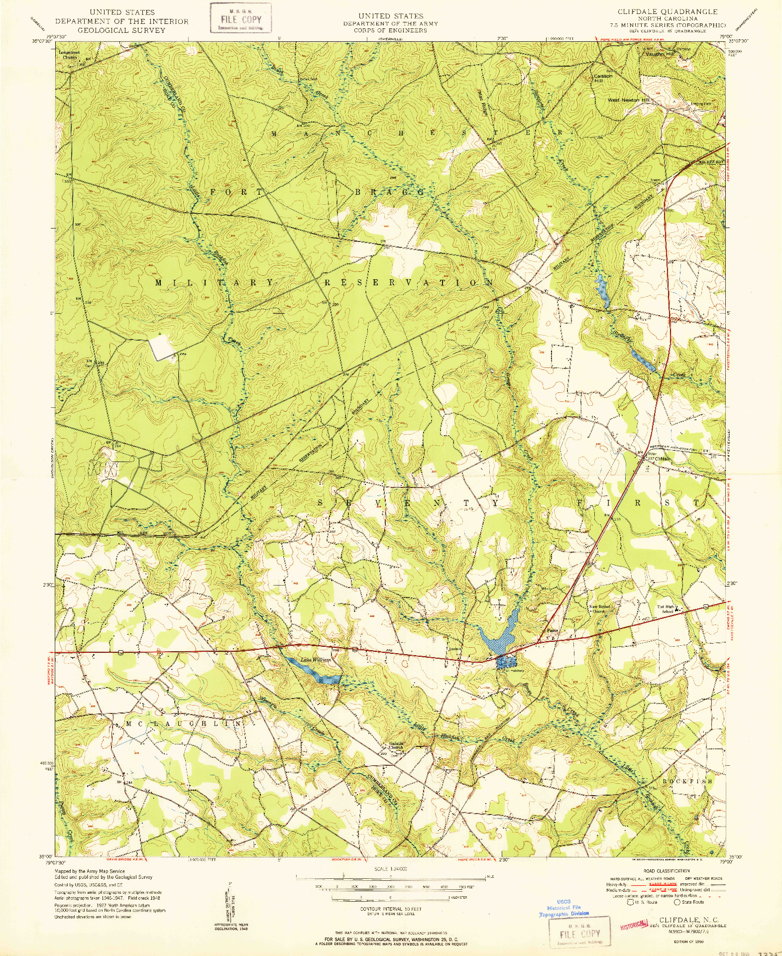 USGS 1:24000-SCALE QUADRANGLE FOR CLIFDALE, NC 1950
