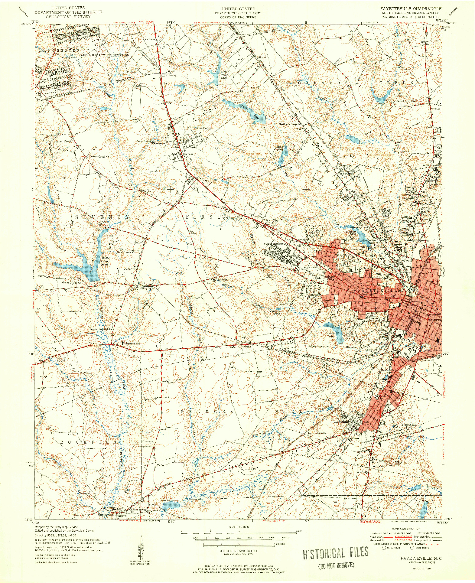 USGS 1:24000-SCALE QUADRANGLE FOR FAYETTEVILLE, NC 1950