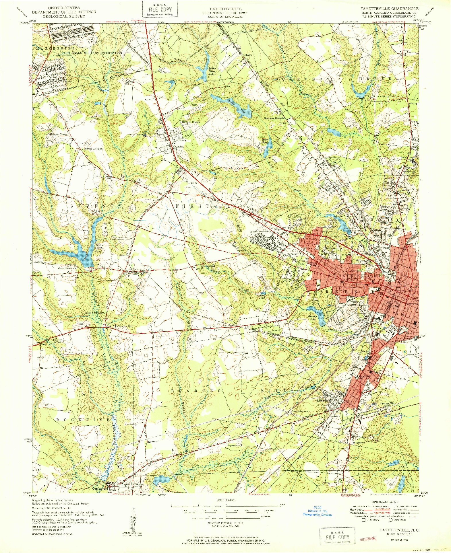 USGS 1:24000-SCALE QUADRANGLE FOR FAYETTEVILLE, NC 1950