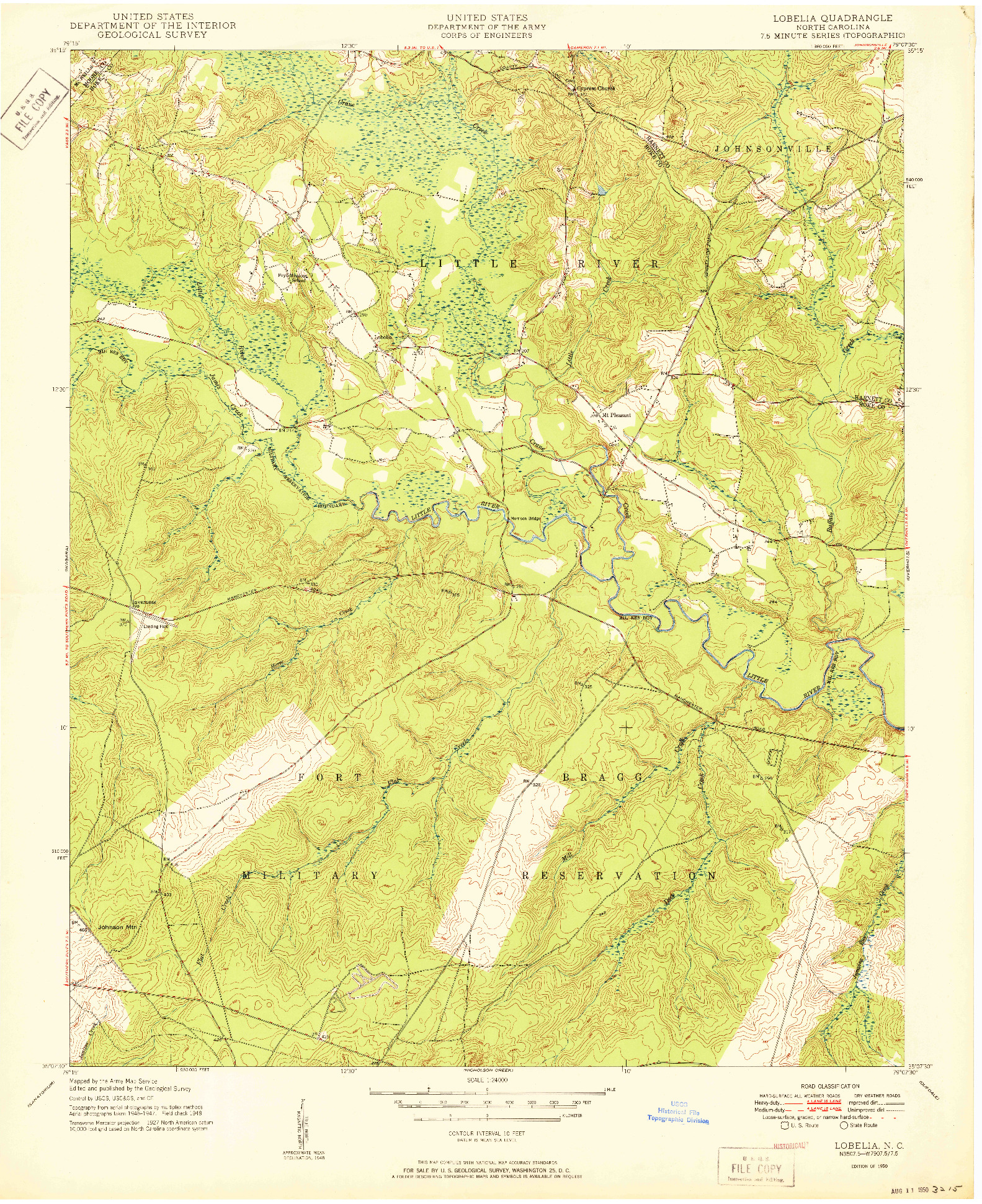 USGS 1:24000-SCALE QUADRANGLE FOR LOBELIA, NC 1950