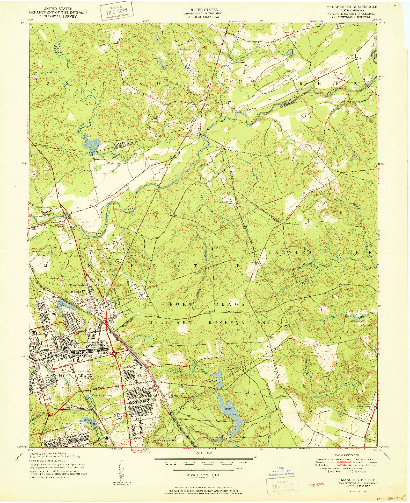 USGS 1:24000-SCALE QUADRANGLE FOR MANCHESTER, NC 1950