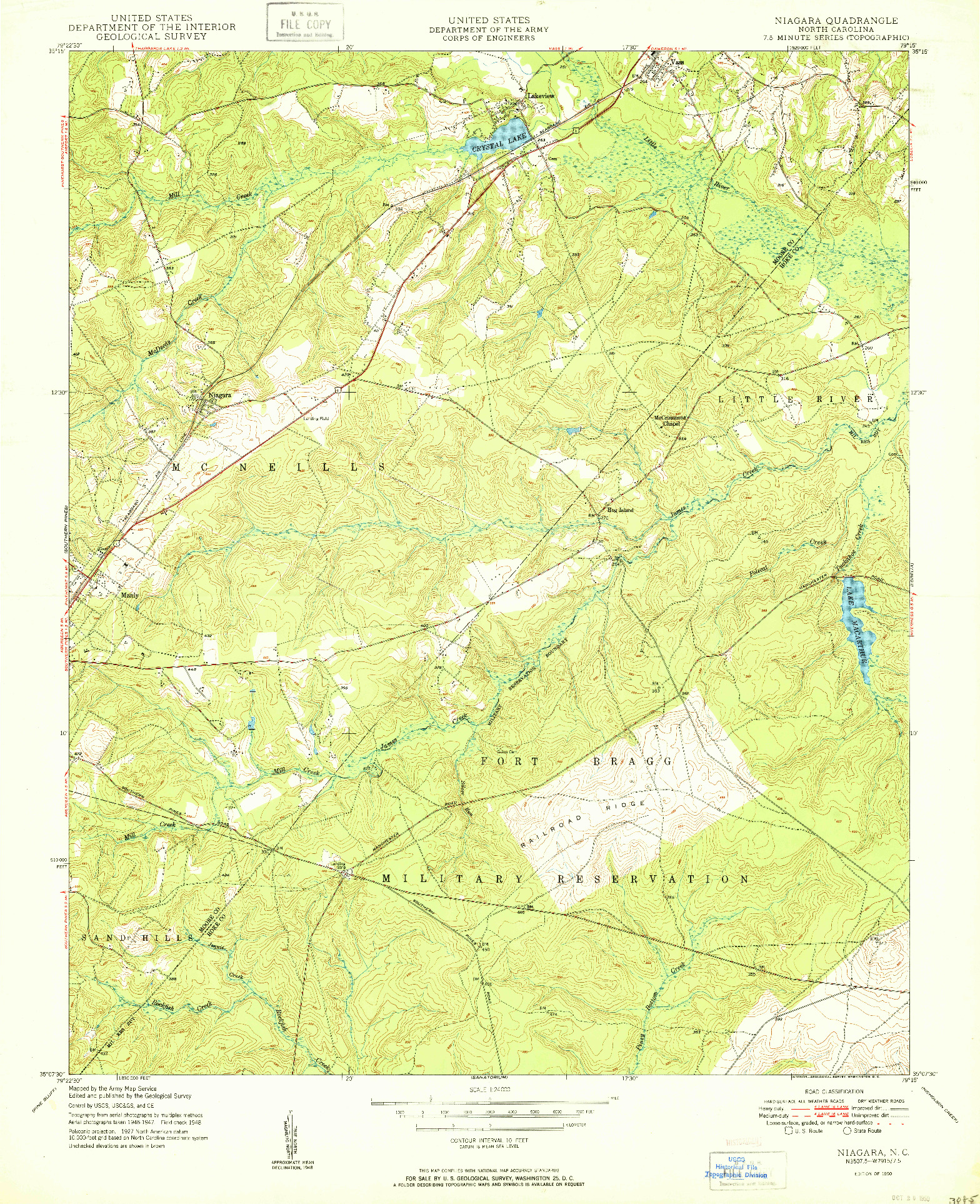 USGS 1:24000-SCALE QUADRANGLE FOR NIAGARA, NC 1950