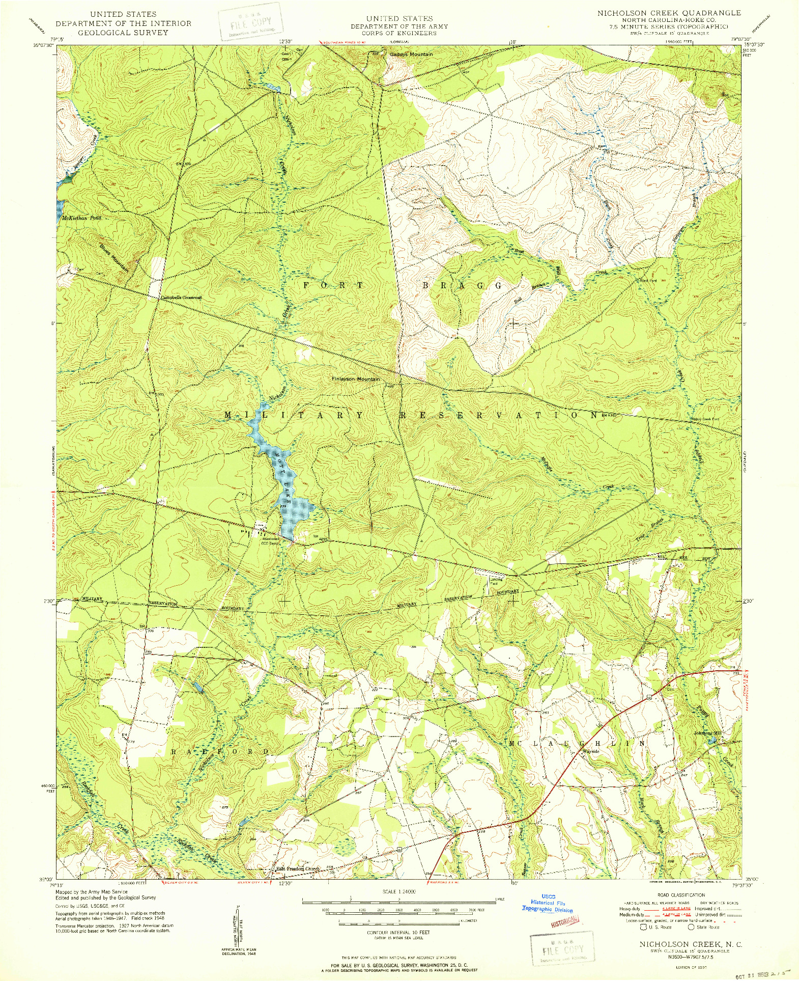 USGS 1:24000-SCALE QUADRANGLE FOR NICHOLSON CREEK, NC 1950