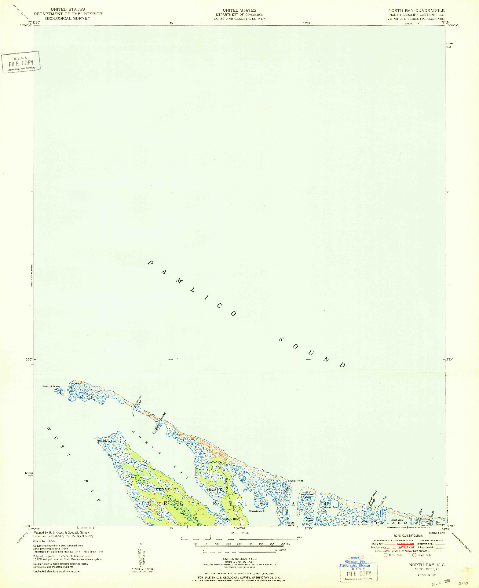 USGS 1:24000-SCALE QUADRANGLE FOR NORTH BAY, NC 1950