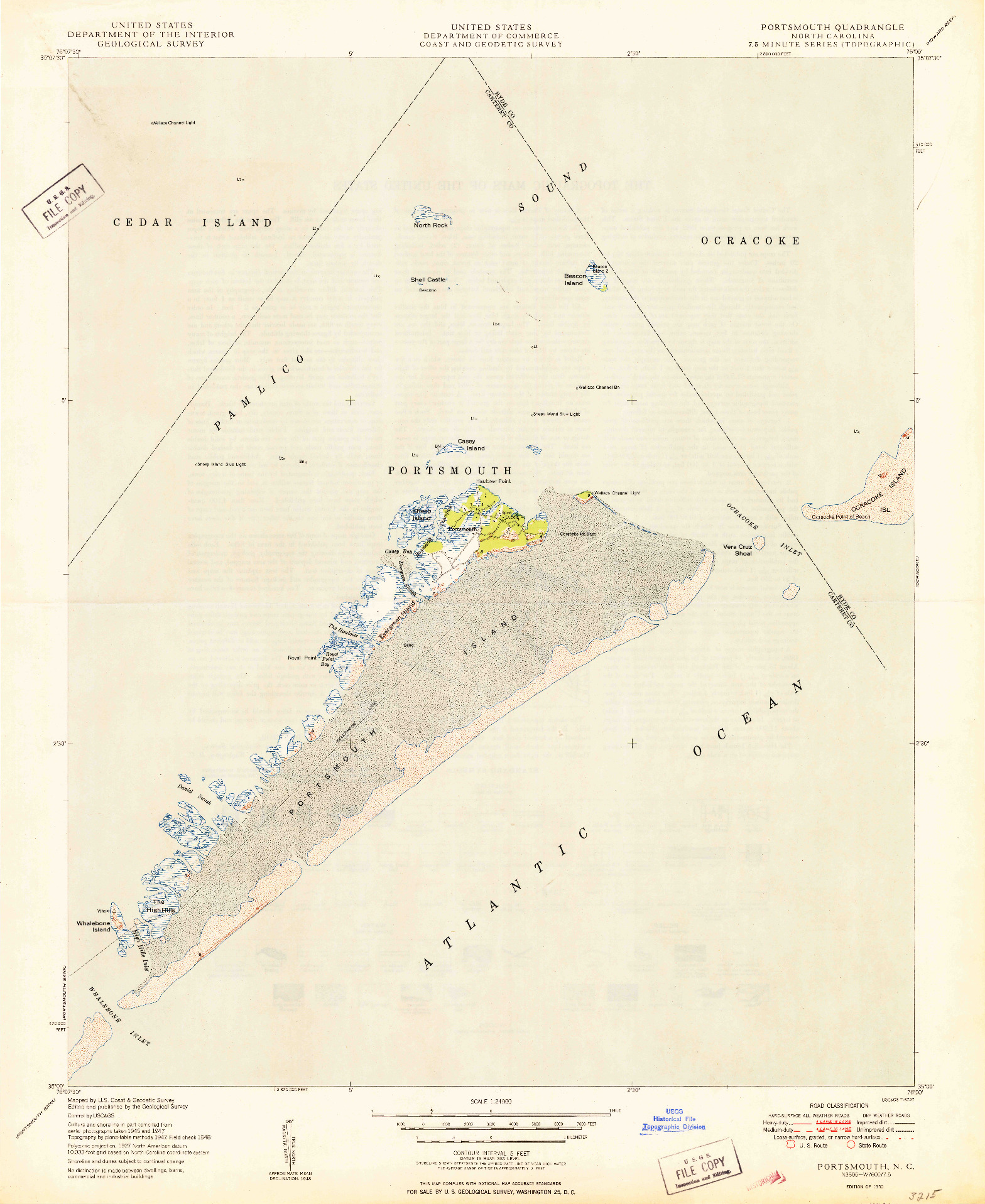 USGS 1:24000-SCALE QUADRANGLE FOR PORTSMOUTH, NC 1950
