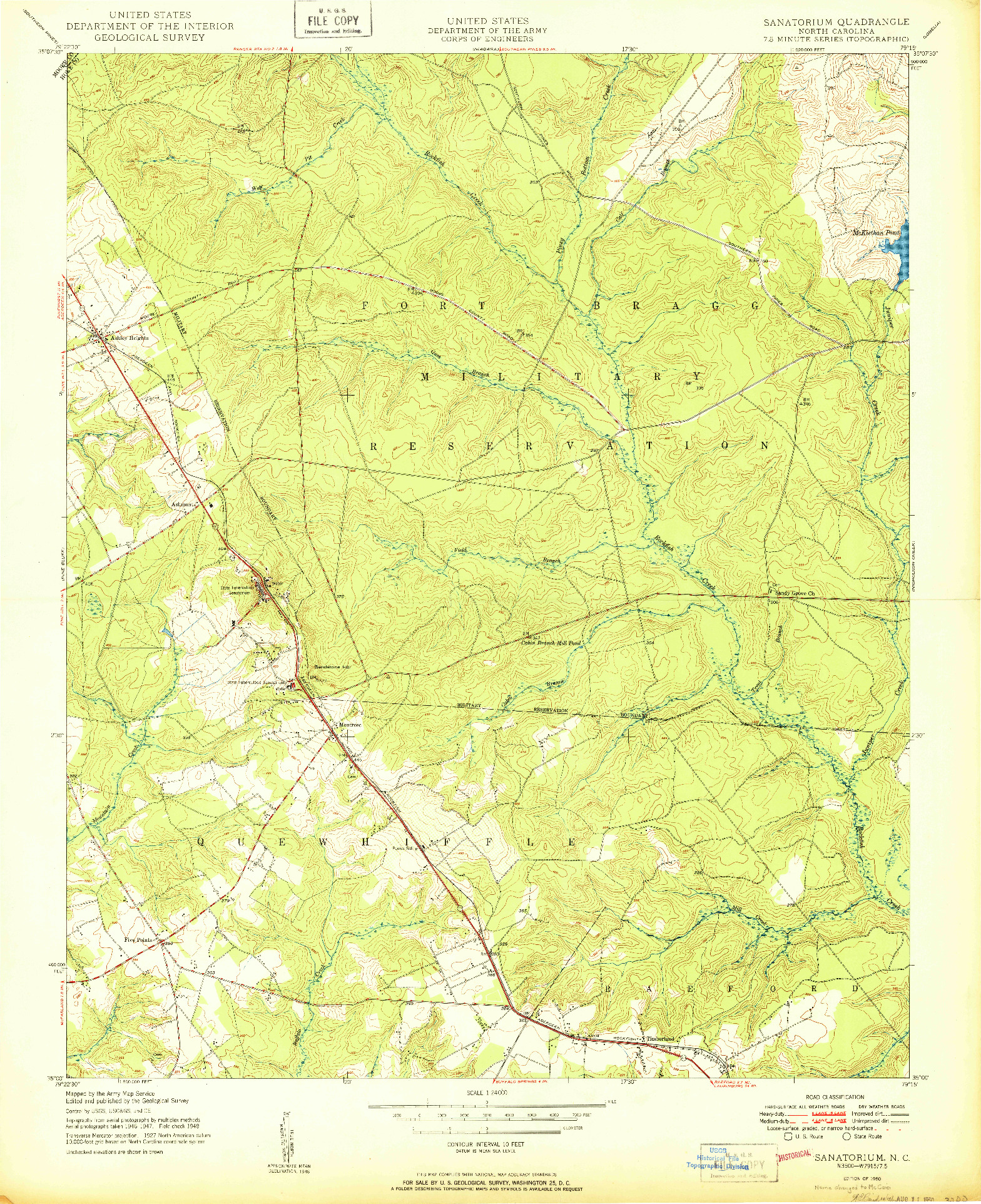 USGS 1:24000-SCALE QUADRANGLE FOR SANATORIUM, NC 1950