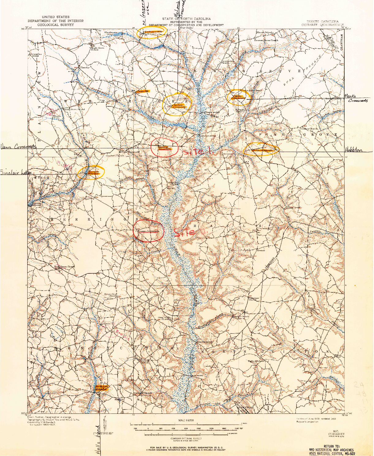 USGS 1:62500-SCALE QUADRANGLE FOR COHARIE, NC 1909