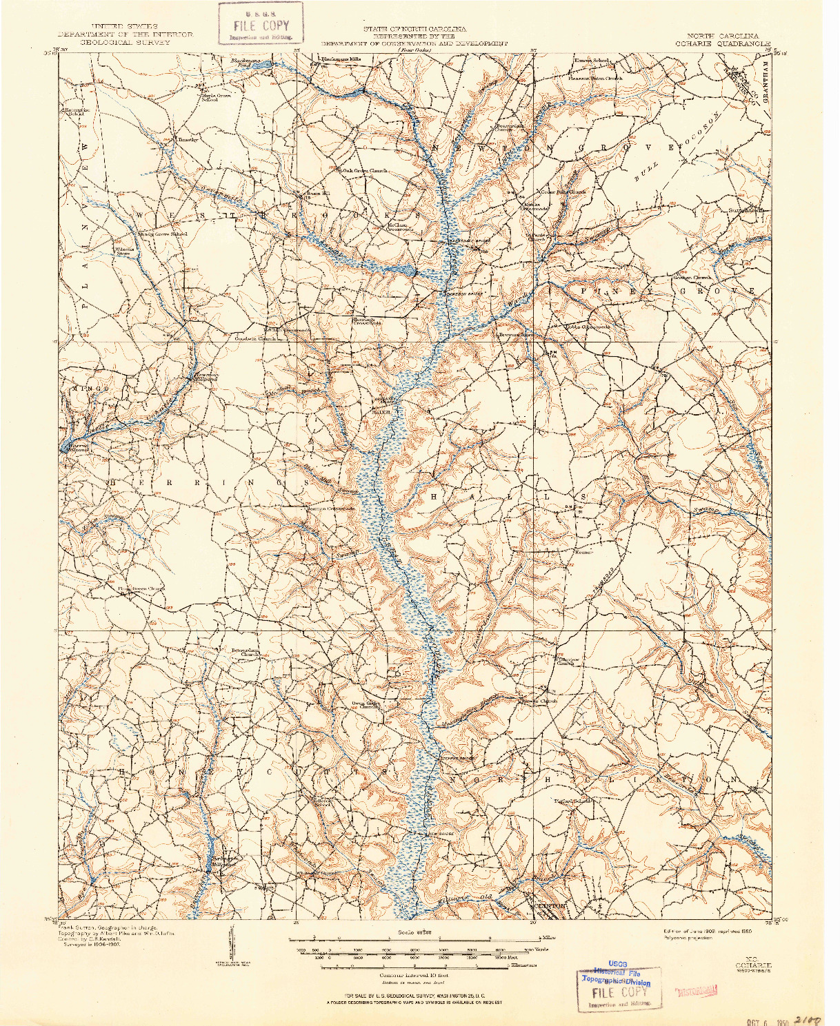 USGS 1:62500-SCALE QUADRANGLE FOR COHARIE, NC 1909