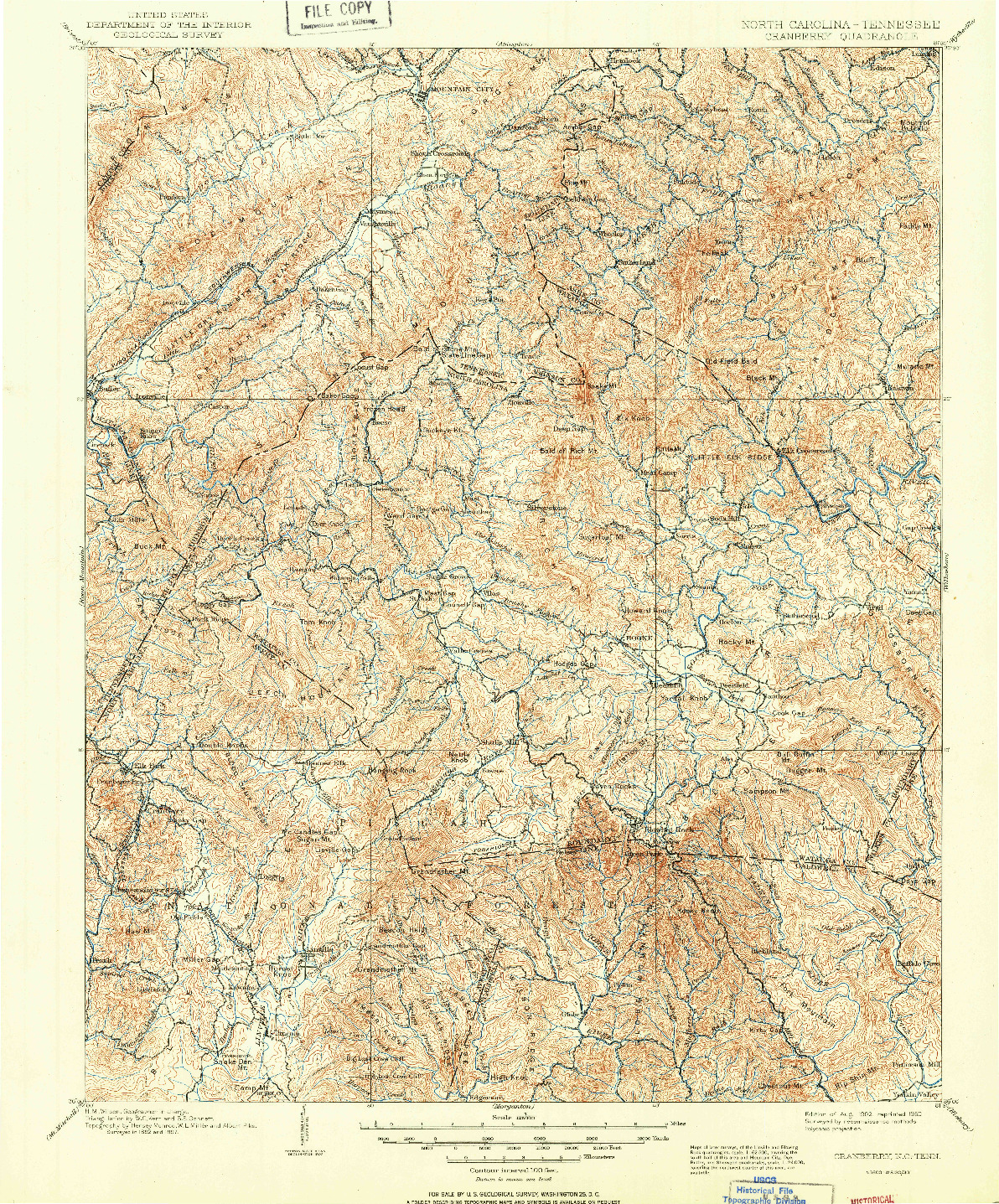 USGS 1:125000-SCALE QUADRANGLE FOR CRANBERRY, NC 1902
