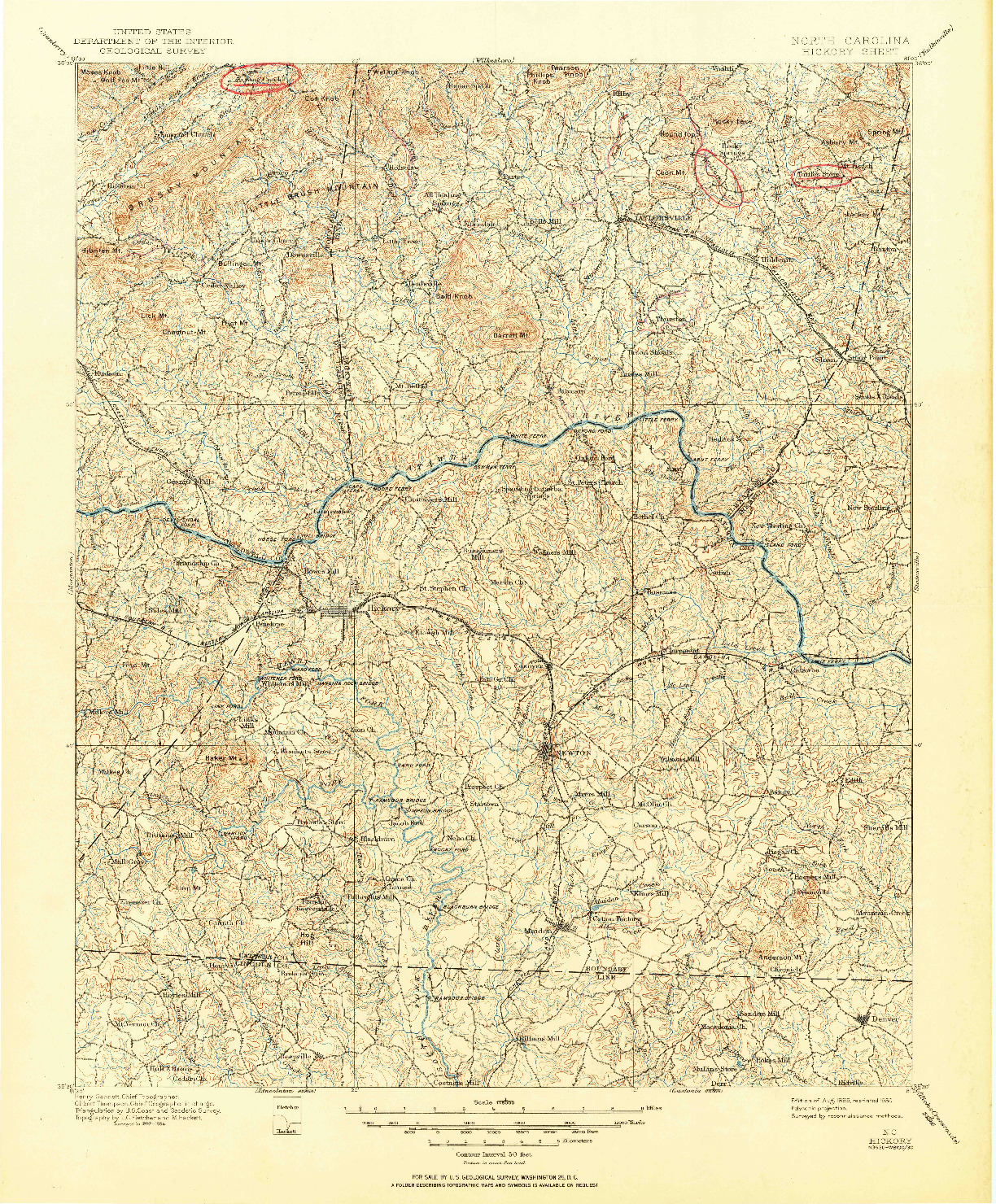 USGS 1:125000-SCALE QUADRANGLE FOR HICKORY, NC 1895