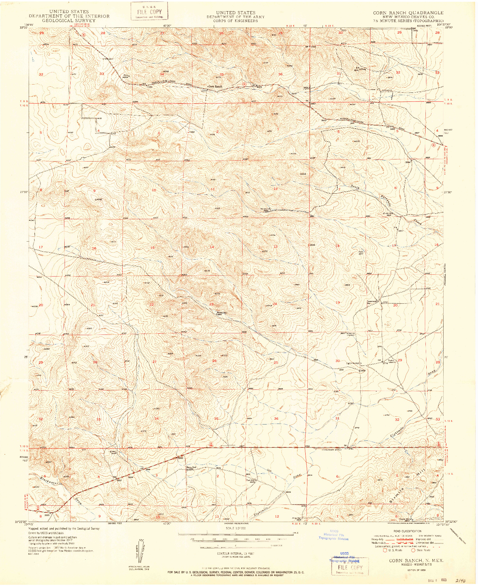 USGS 1:24000-SCALE QUADRANGLE FOR CORN RANCH, NM 1950