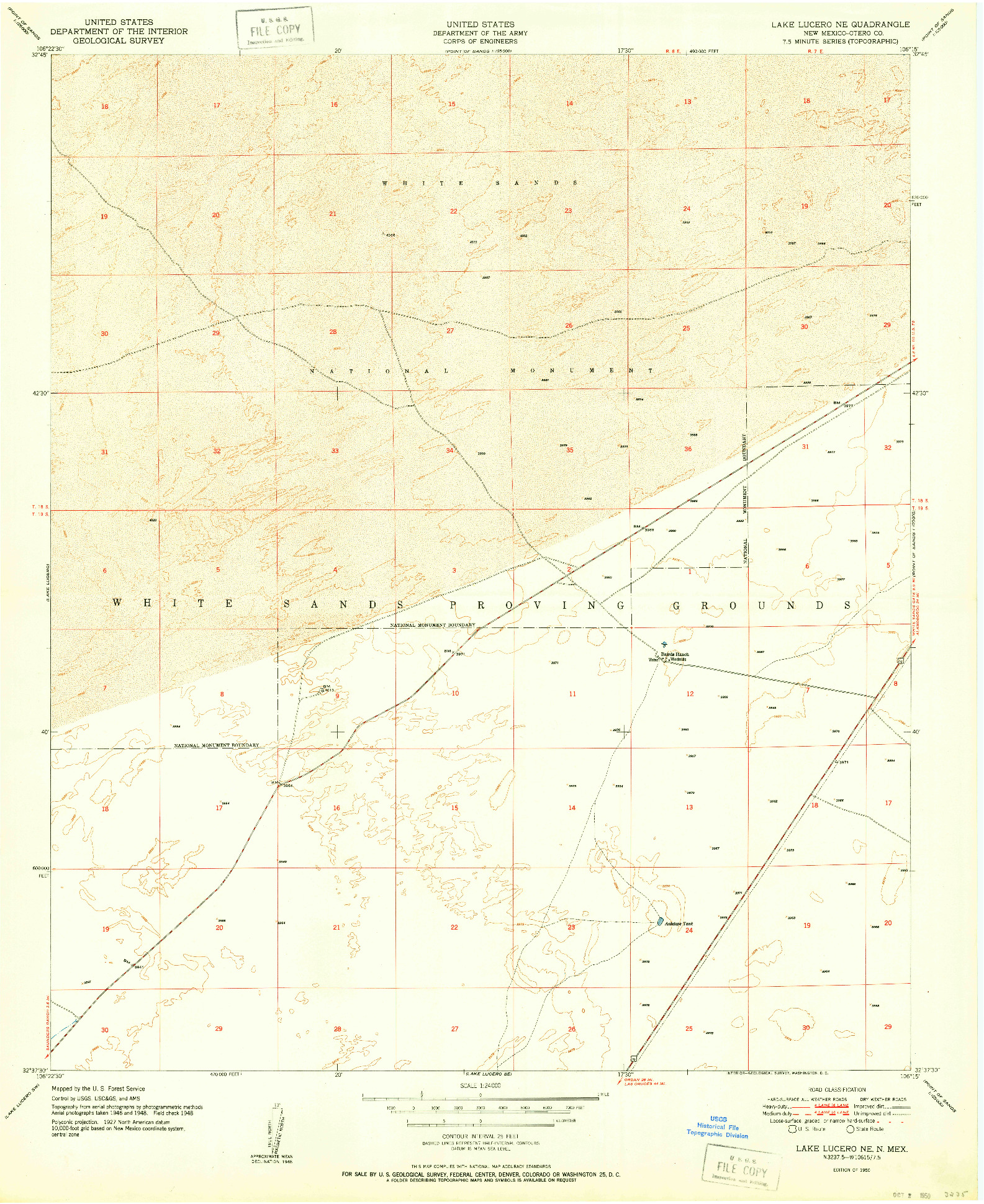 USGS 1:24000-SCALE QUADRANGLE FOR LAKE LUCERO NE, NM 1950