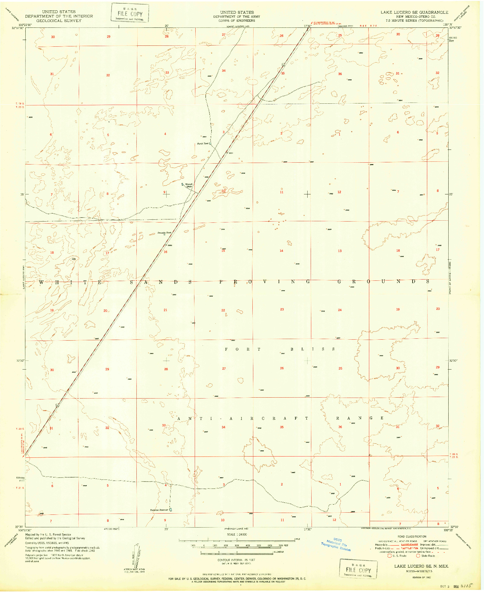 USGS 1:24000-SCALE QUADRANGLE FOR LAKE LUCERO SE, NM 1950