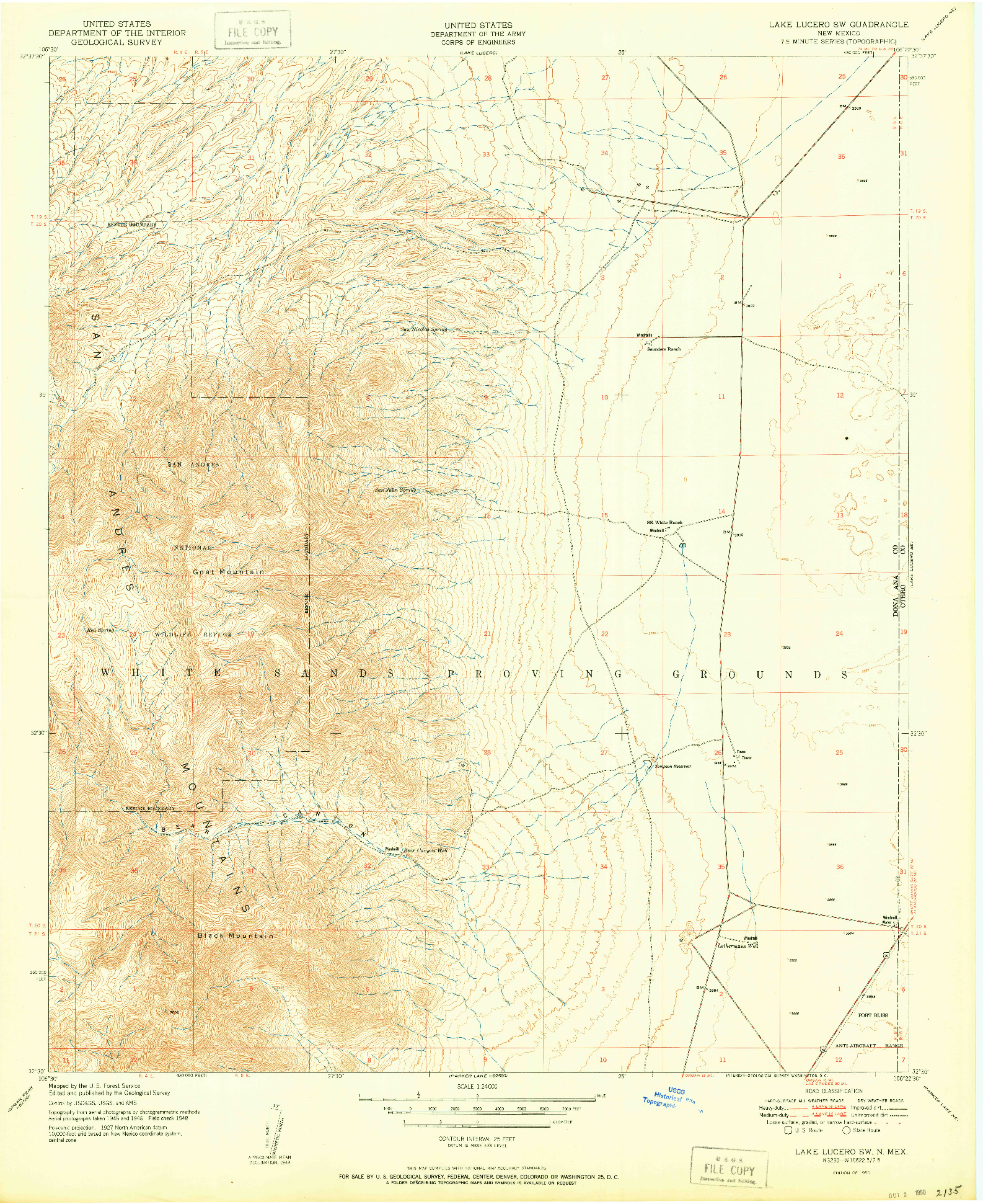 USGS 1:24000-SCALE QUADRANGLE FOR LAKE LUCERO SW, NM 1950