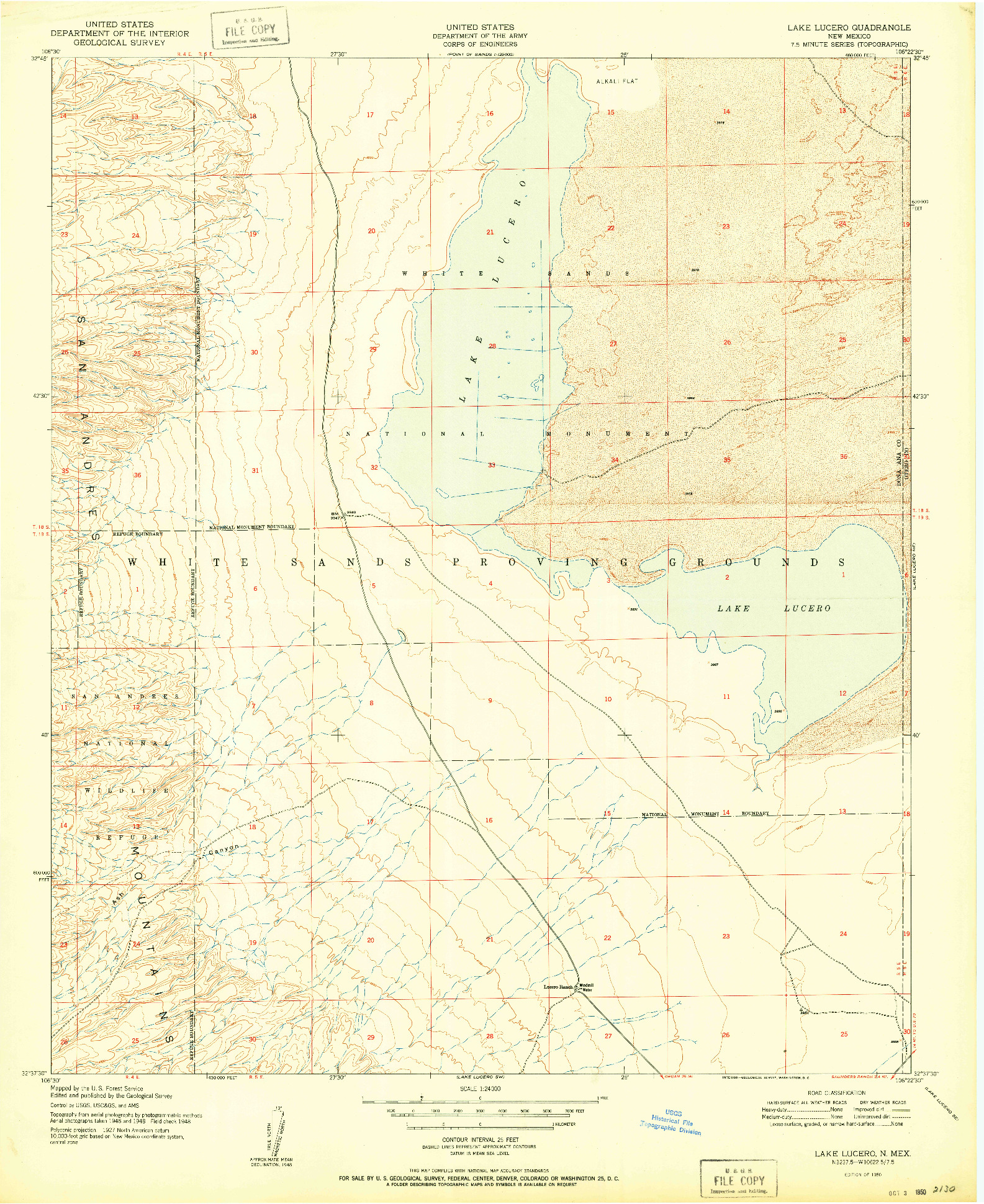 USGS 1:24000-SCALE QUADRANGLE FOR LAKE LUCERO, NM 1950