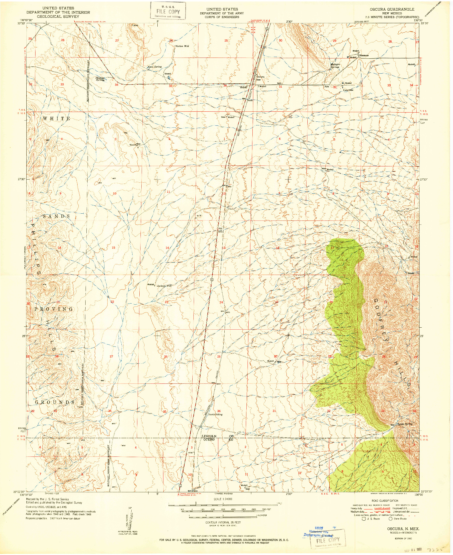 USGS 1:24000-SCALE QUADRANGLE FOR OSCURA, NM 1950