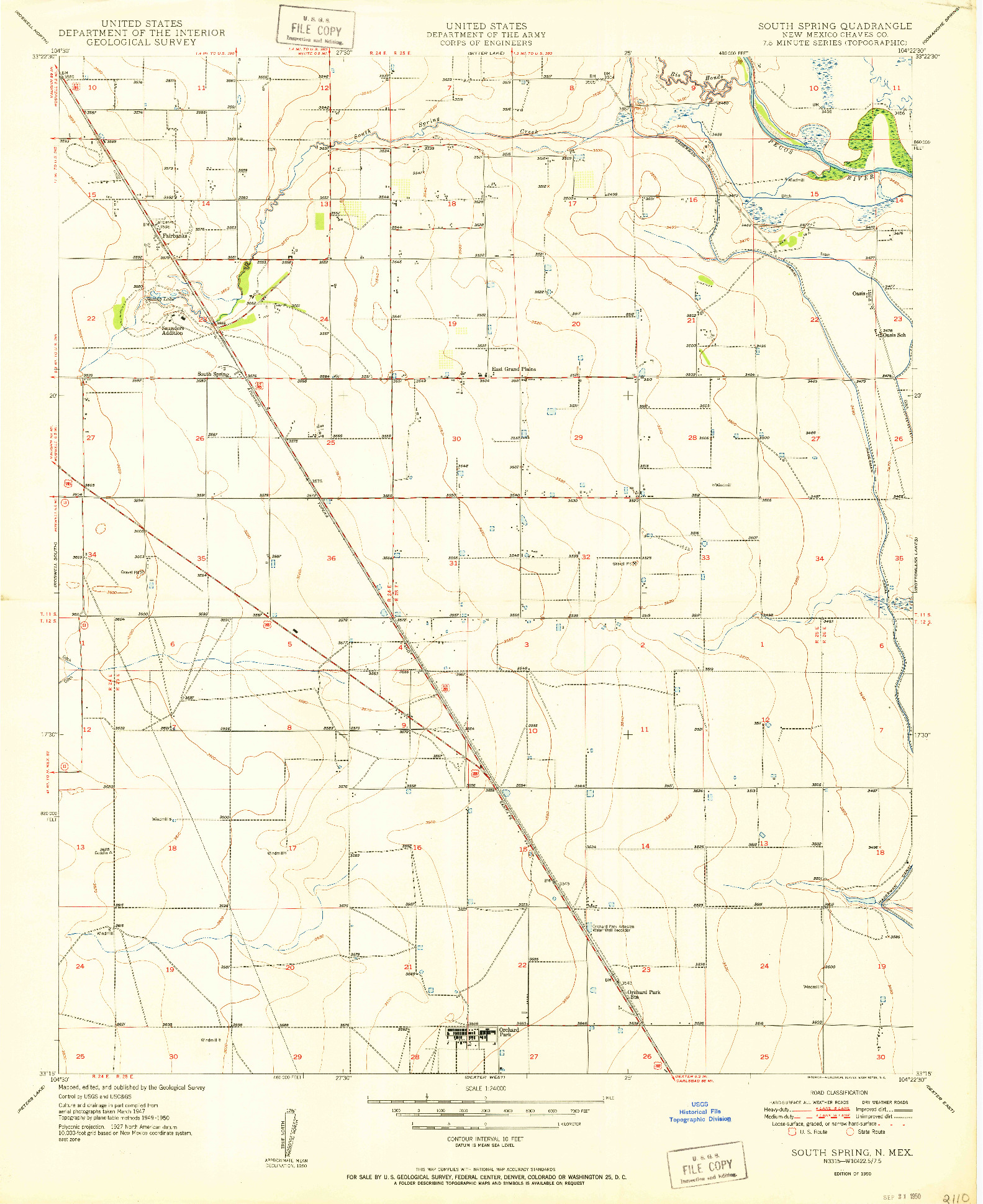 USGS 1:24000-SCALE QUADRANGLE FOR SOUTH SPRING, NM 1950
