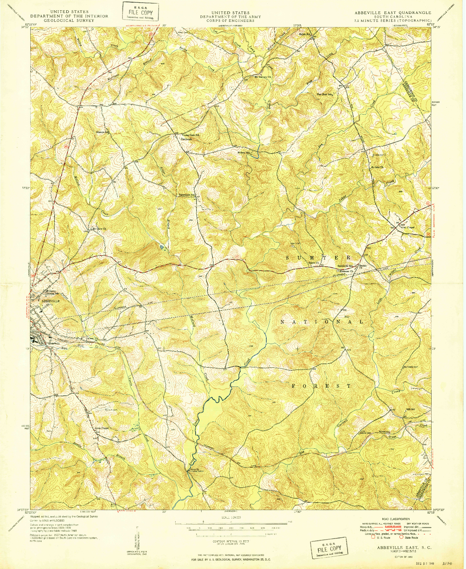 USGS 1:24000-SCALE QUADRANGLE FOR ABBEVILLE EAST, SC 1950