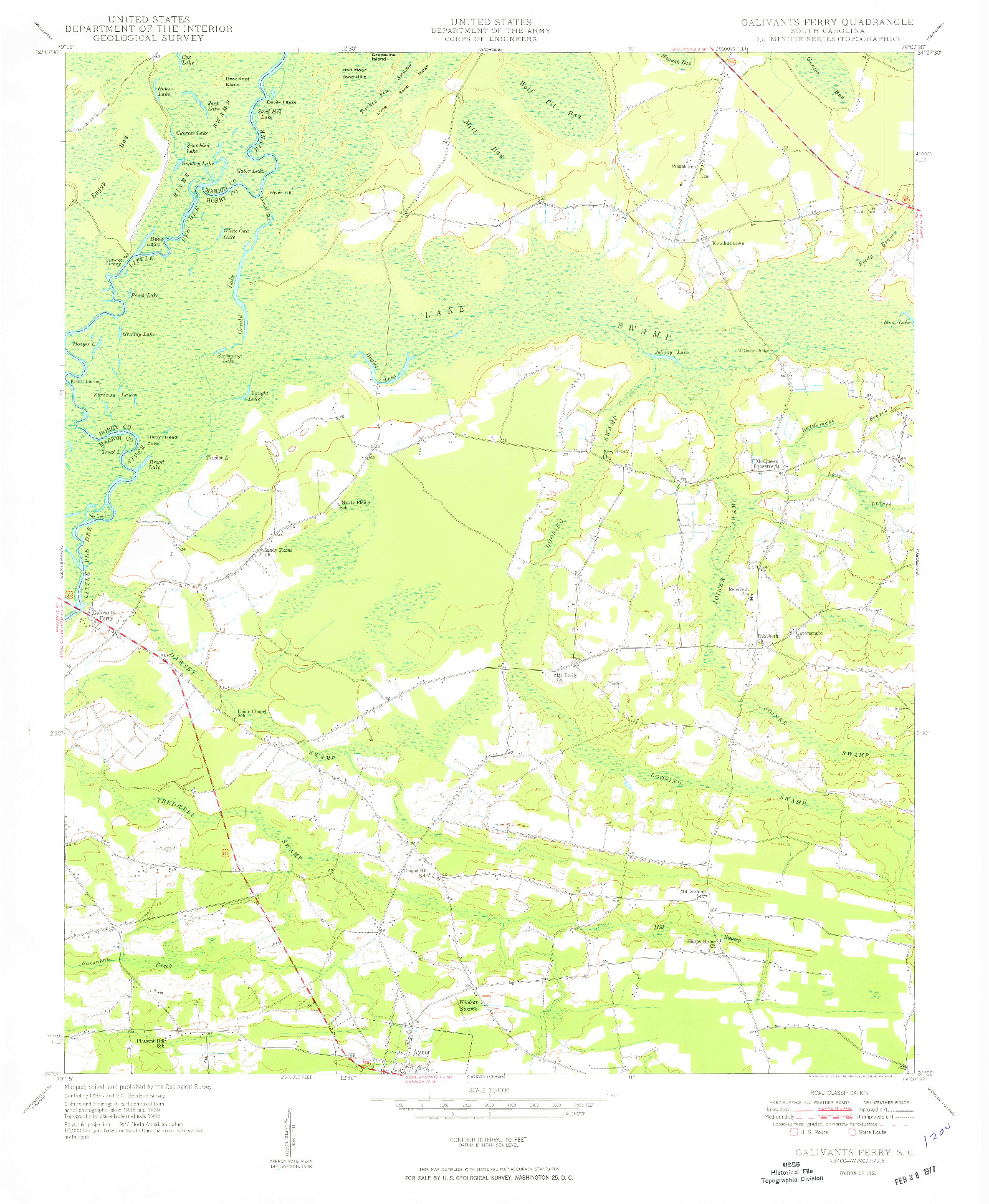 USGS 1:24000-SCALE QUADRANGLE FOR GALIVANTS FERRY, SC 1950