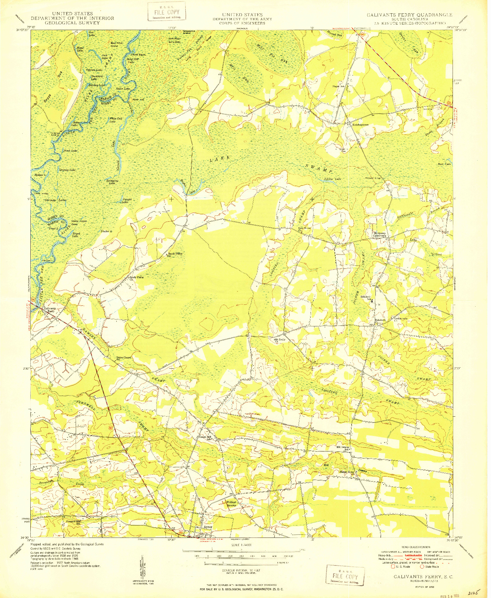 USGS 1:24000-SCALE QUADRANGLE FOR GALIVANTS FERRY, SC 1950