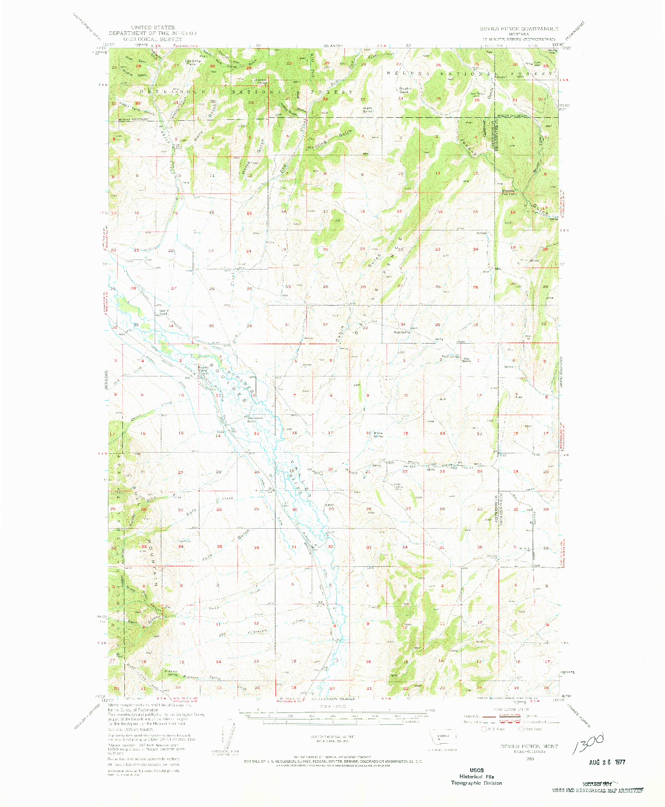 USGS 1:62500-SCALE QUADRANGLE FOR DEVILS FENCE, MT 1950