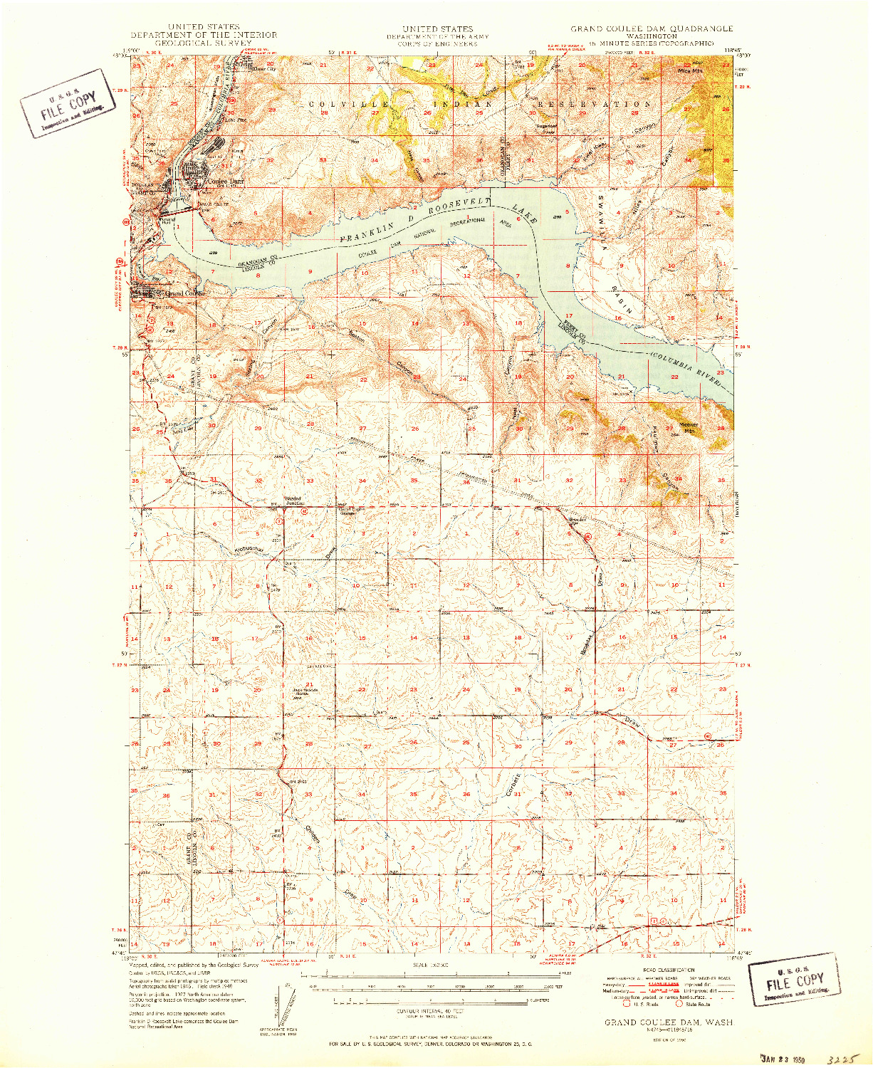 USGS 1:62500-SCALE QUADRANGLE FOR GRAND COULEE DAM, WA 1950