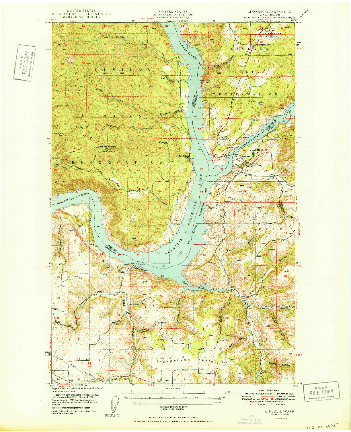 USGS 1:62500-SCALE QUADRANGLE FOR LINCOLN, WA 1950
