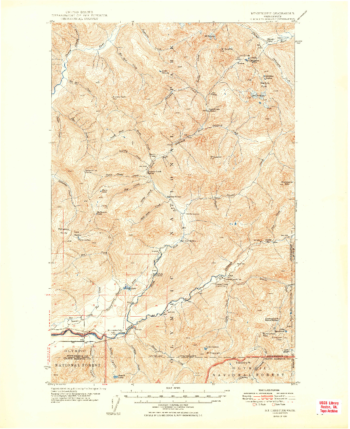 USGS 1:62500-SCALE QUADRANGLE FOR MT CHRISTIE, WA 1950