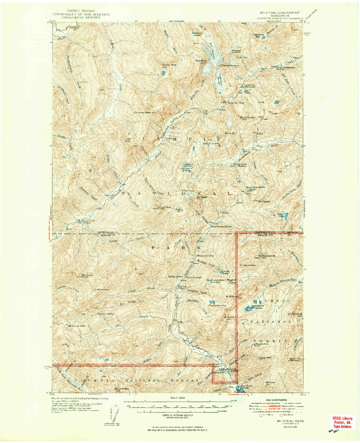 USGS 1:62500-SCALE QUADRANGLE FOR MT. STEEL, WA 1950