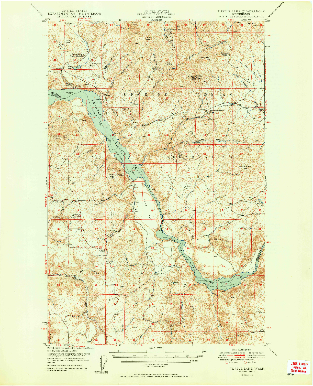 USGS 1:62500-SCALE QUADRANGLE FOR TURTLE LAKE, WA 1950
