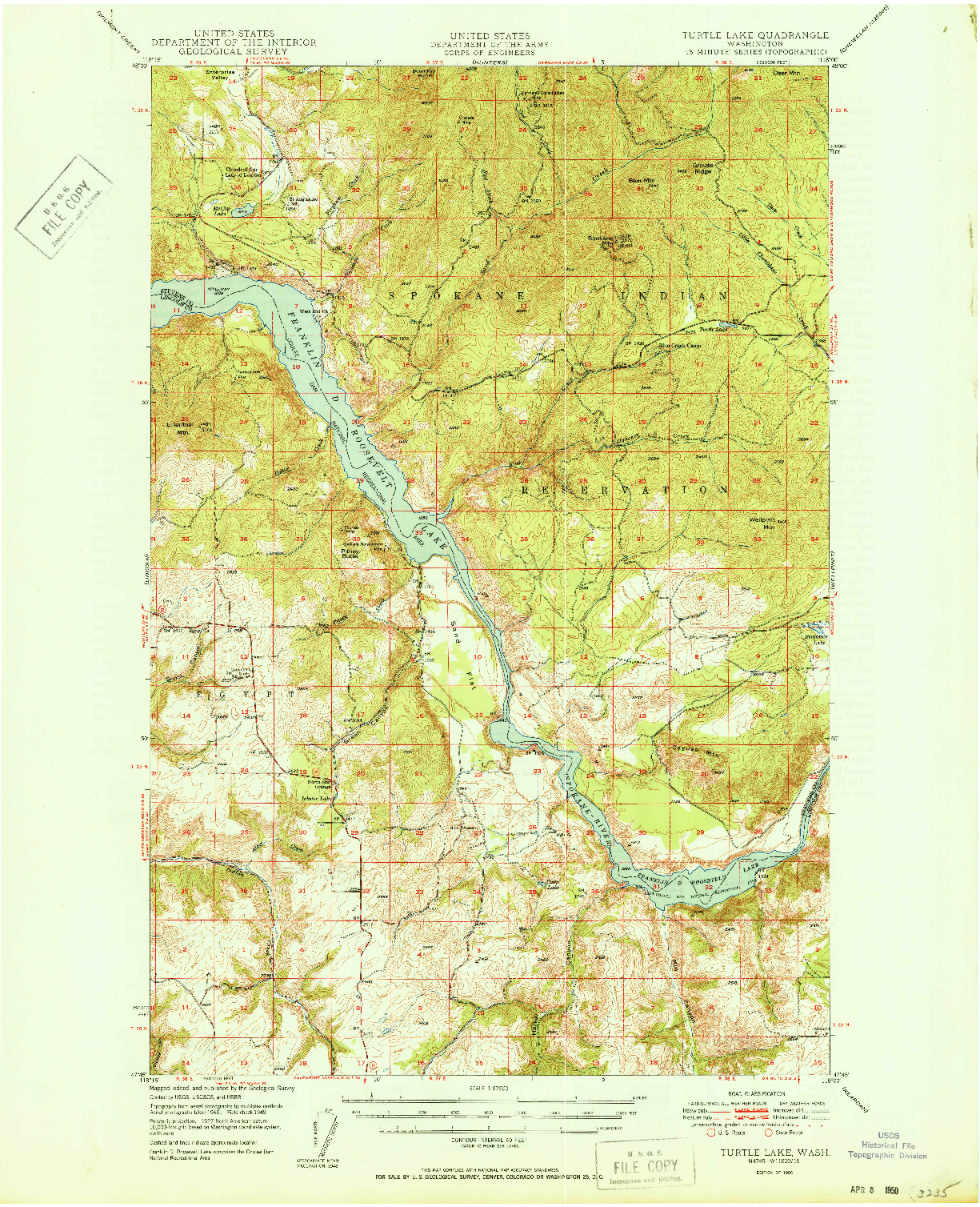 USGS 1:62500-SCALE QUADRANGLE FOR TURTLE LAKE, WA 1950