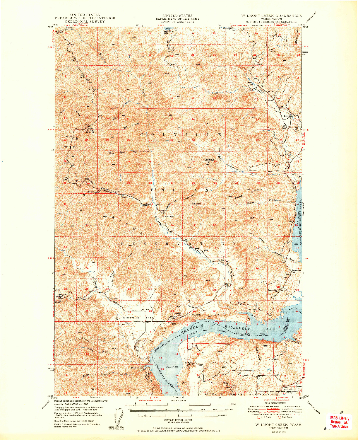 USGS 1:62500-SCALE QUADRANGLE FOR WILMONT CREEK, WA 1950