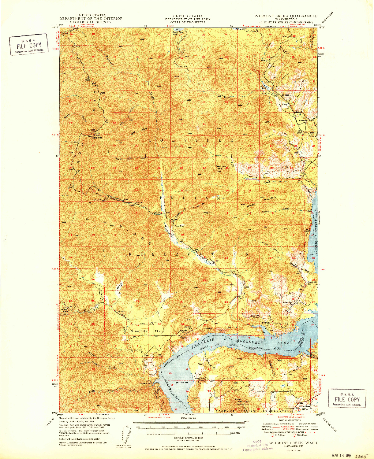 USGS 1:62500-SCALE QUADRANGLE FOR WILMONT CREEK, WA 1950