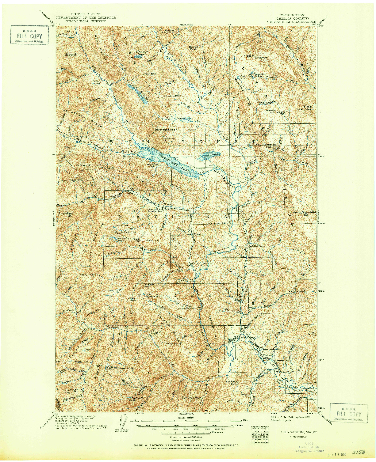 USGS 1:125000-SCALE QUADRANGLE FOR CHIWAUKUM, WA 1904