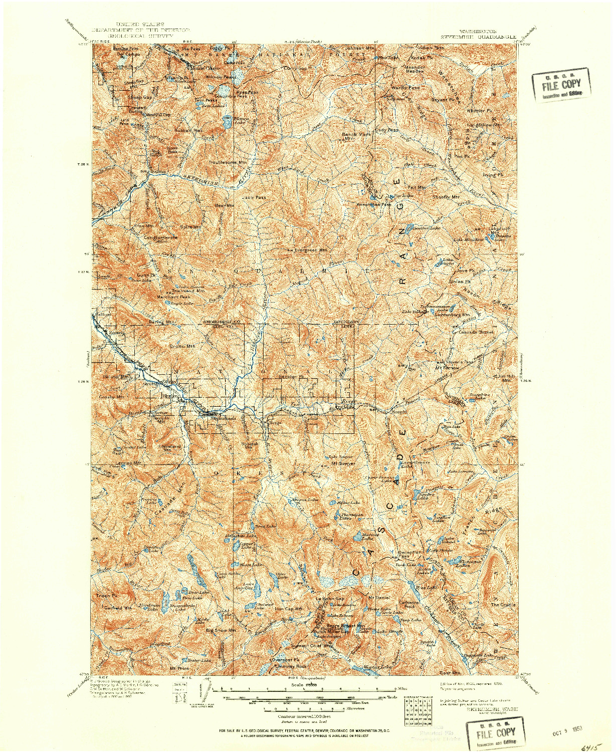 USGS 1:125000-SCALE QUADRANGLE FOR SKYKOMISH, WA 1905