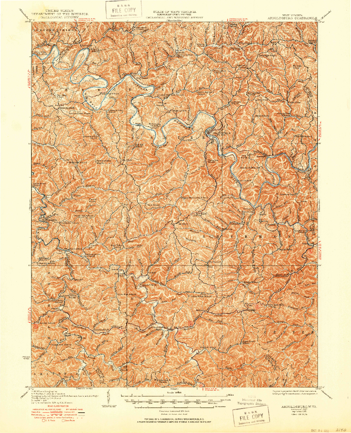 USGS 1:62500-SCALE QUADRANGLE FOR ARNOLDSBURG, WV 1927