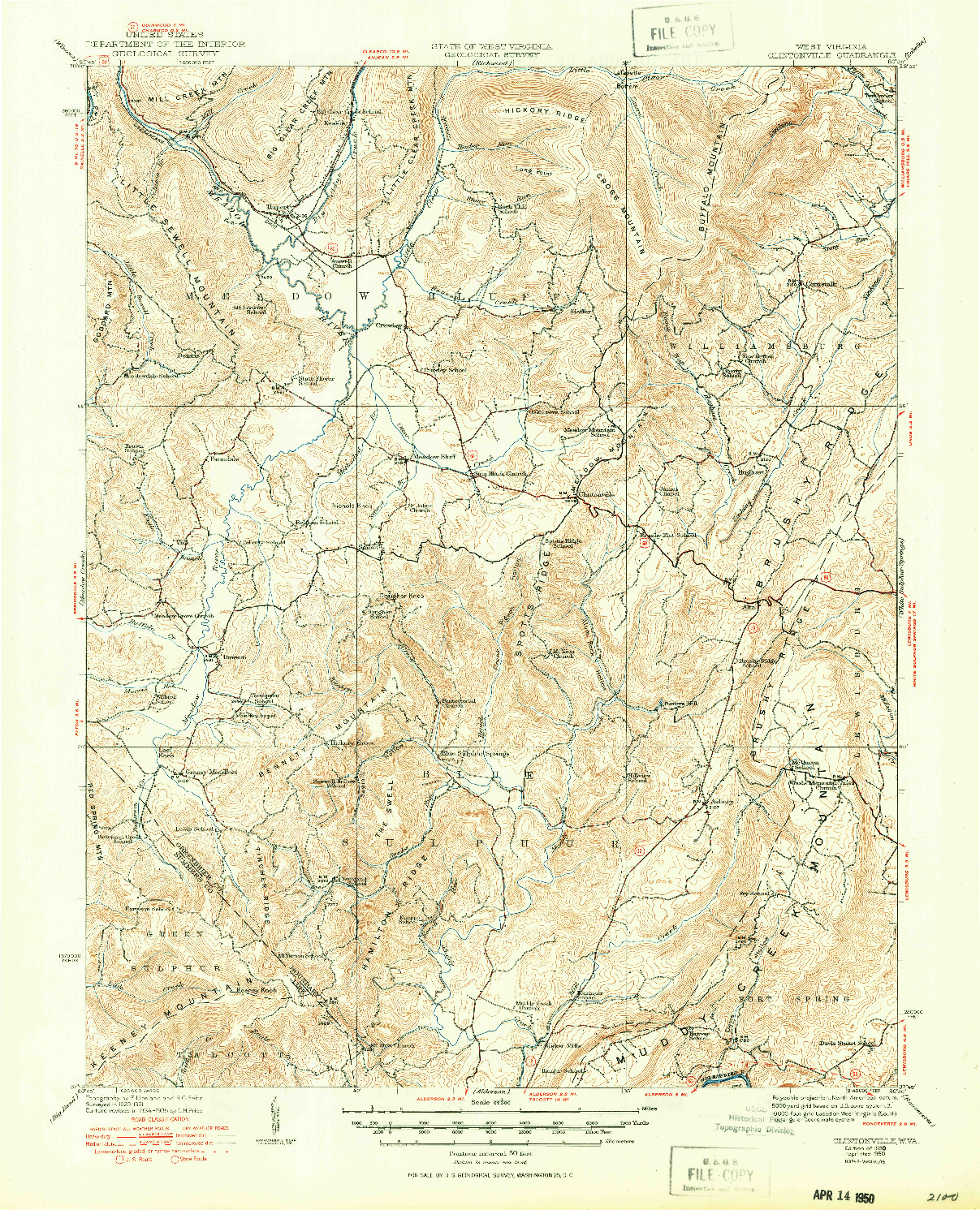 USGS 1:62500-SCALE QUADRANGLE FOR CLINTONVILLE, WV 1939