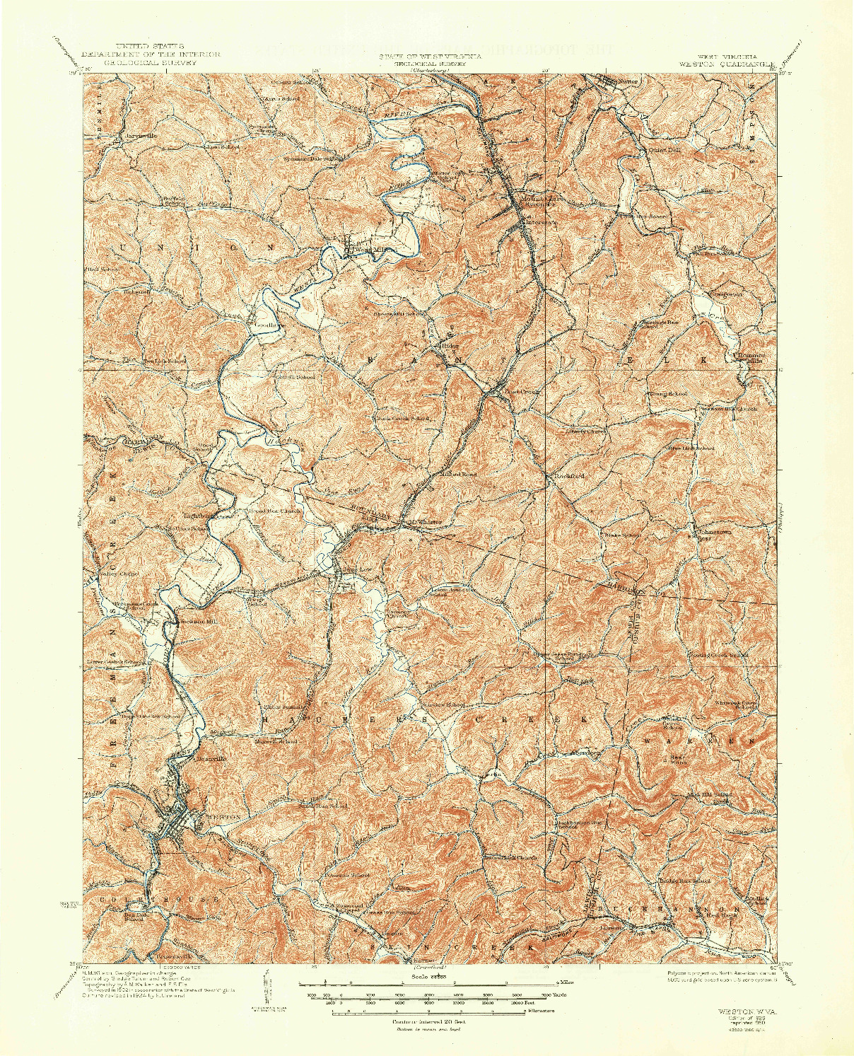 USGS 1:62500-SCALE QUADRANGLE FOR WESTON, WV 1926