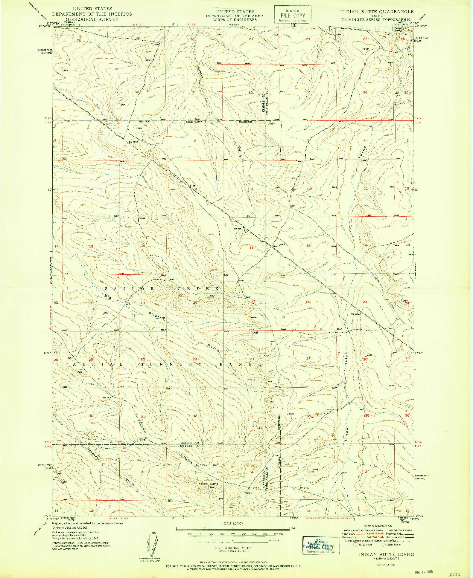 USGS 1:24000-SCALE QUADRANGLE FOR INDIAN BUTTE, ID 1950