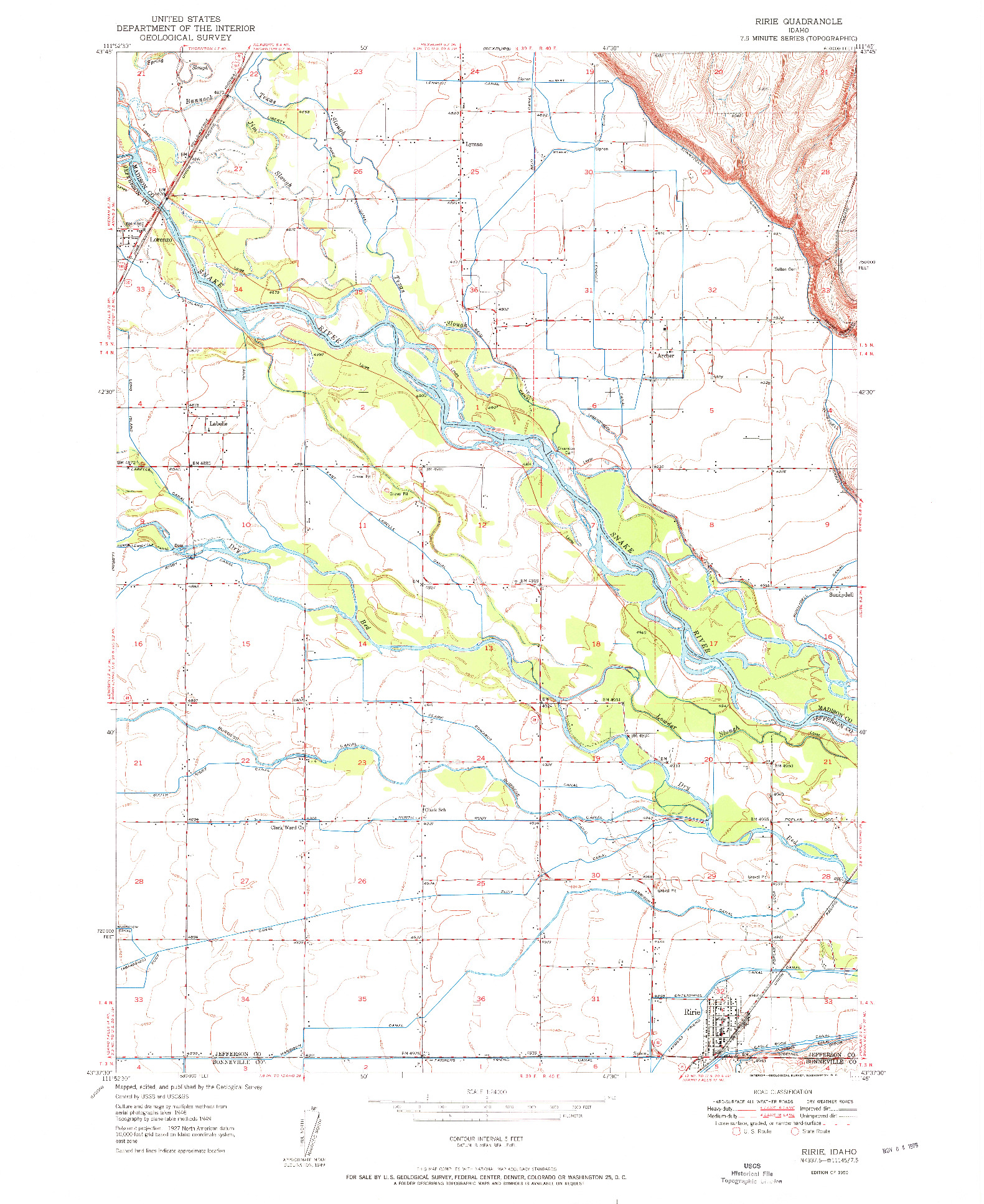 USGS 1:24000-SCALE QUADRANGLE FOR RIRIE, ID 1950