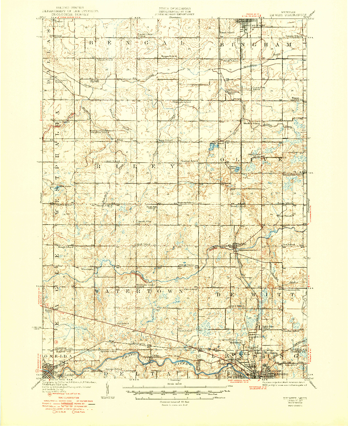 USGS 1:62500-SCALE QUADRANGLE FOR DE WITT, MI 1927