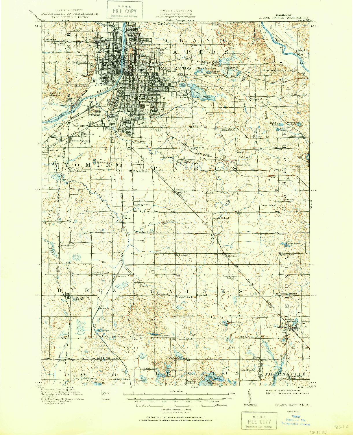 USGS 1:62500-SCALE QUADRANGLE FOR GRAND RAPIDS, MI 1914