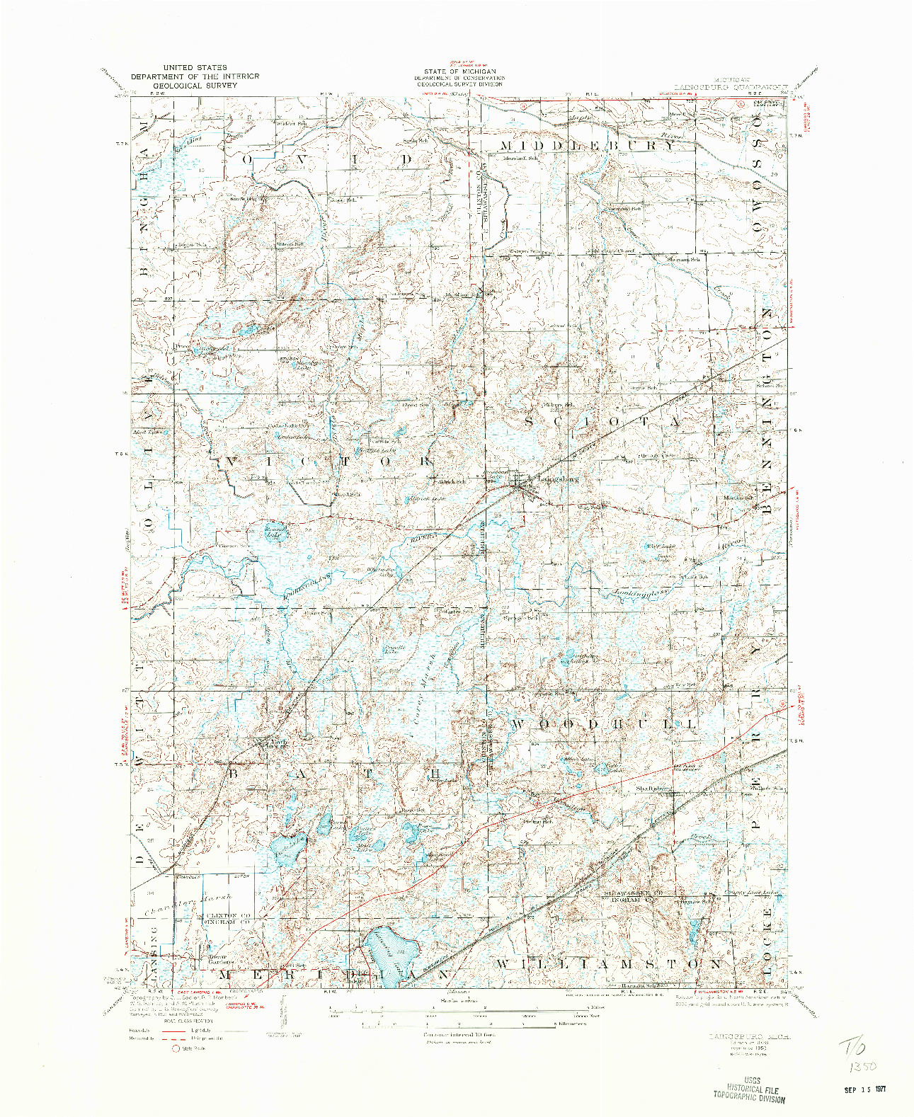 USGS 1:62500-SCALE QUADRANGLE FOR LAINGSBURG, MI 1928