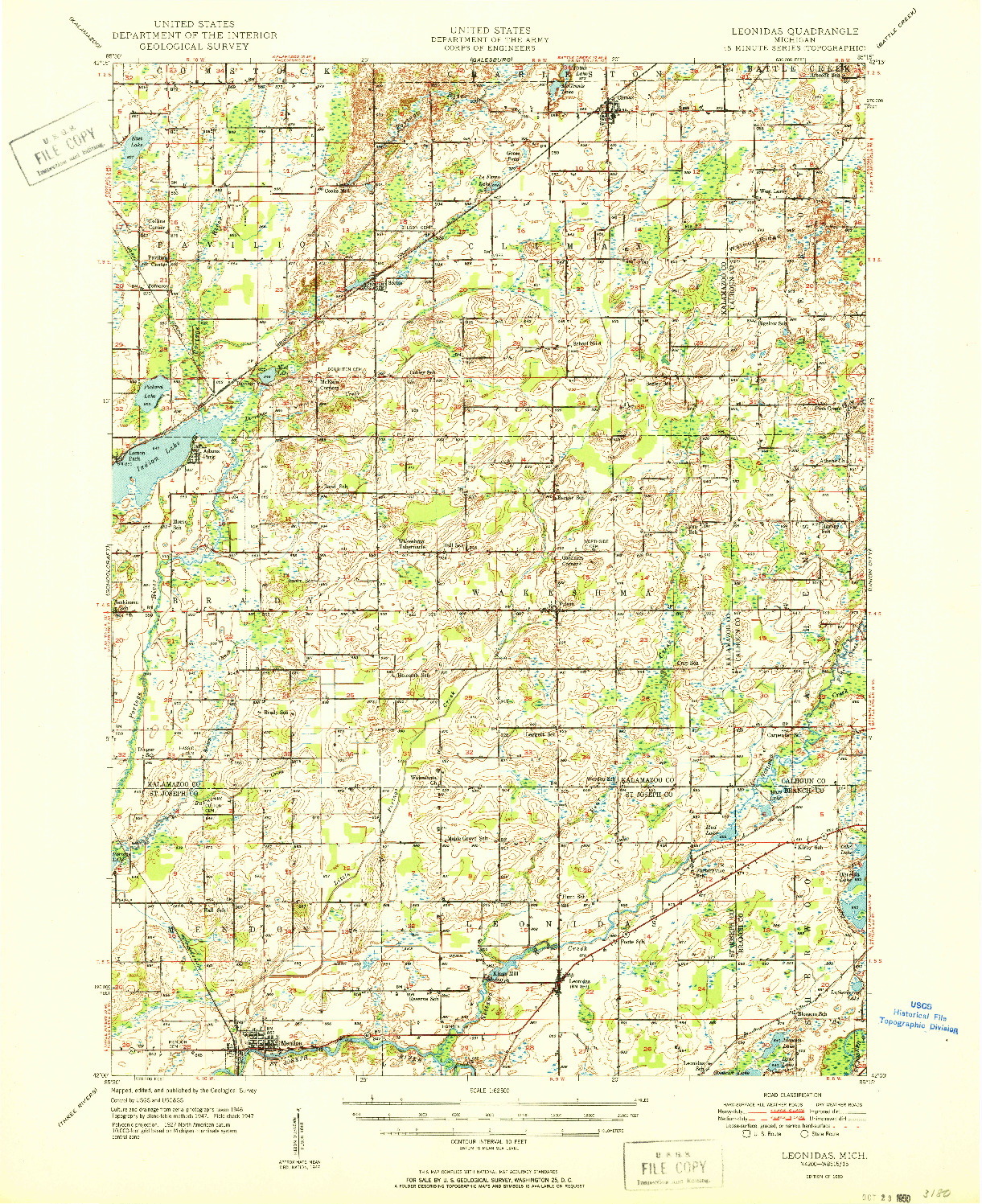 USGS 1:62500-SCALE QUADRANGLE FOR LEONIDAS, MI 1950