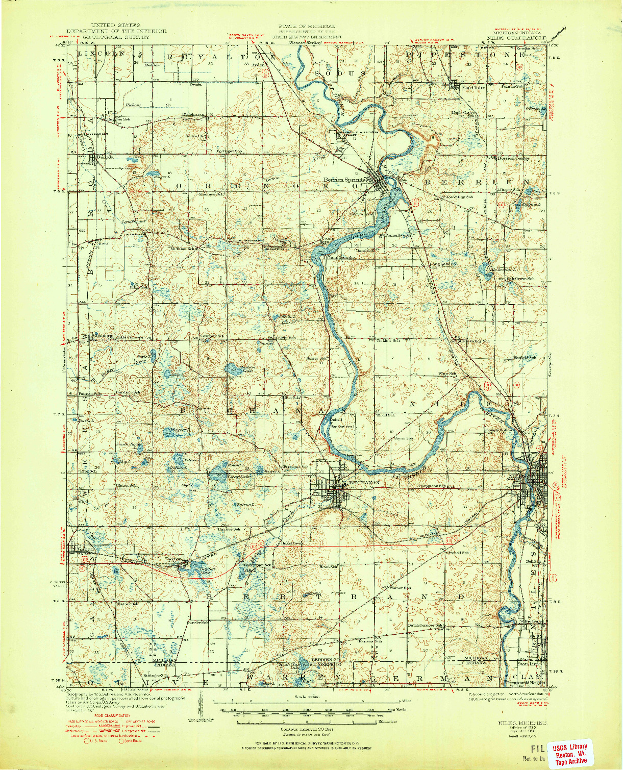 USGS 1:62500-SCALE QUADRANGLE FOR NILES, MI 1930