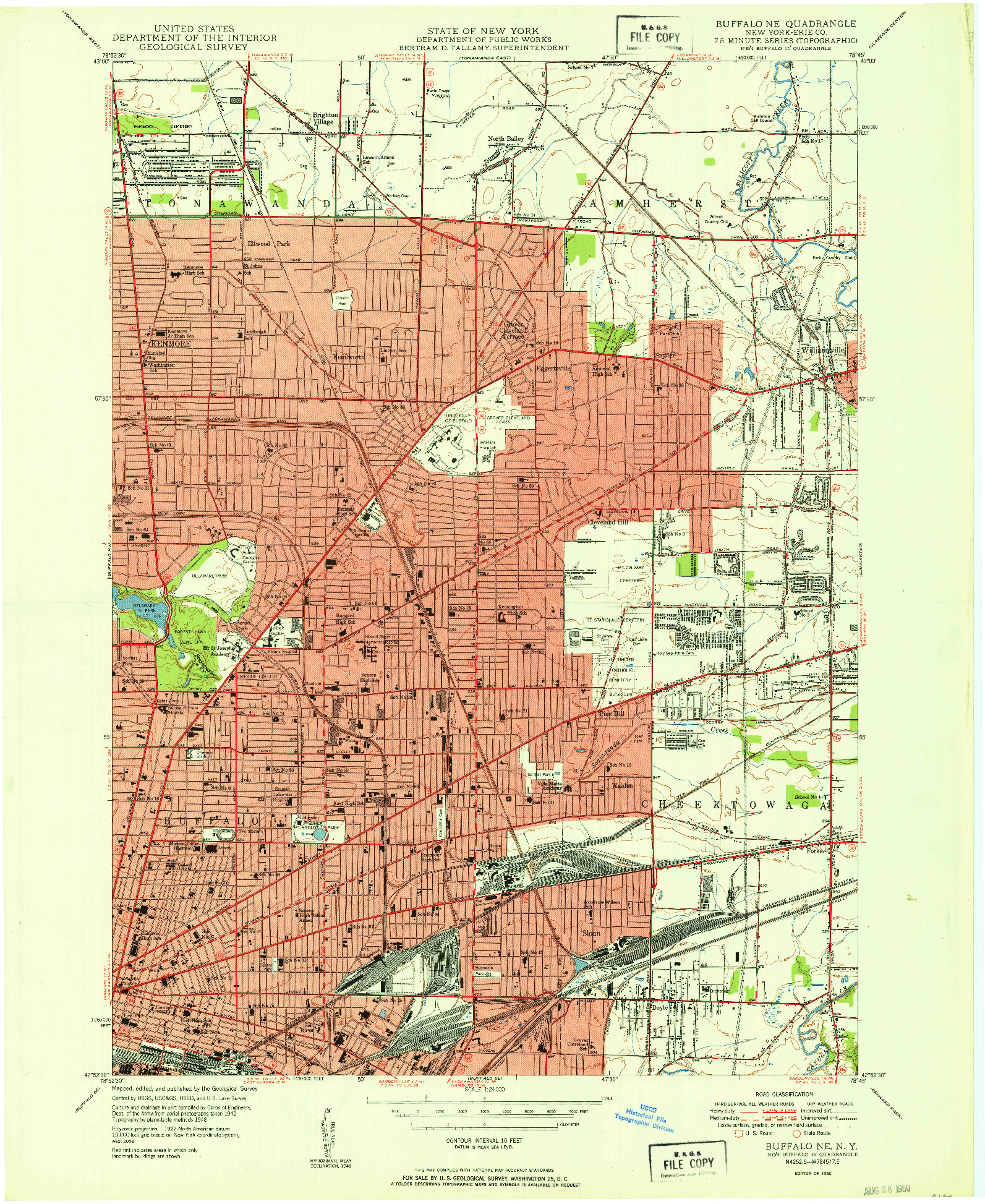 USGS 1:24000-SCALE QUADRANGLE FOR BUFFALO NE, NY 1950