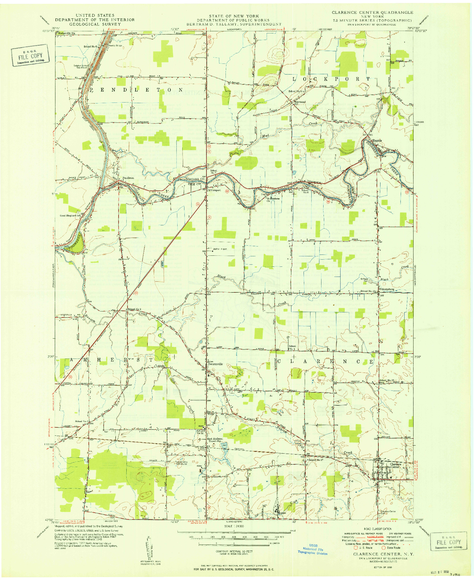USGS 1:24000-SCALE QUADRANGLE FOR CLARENCE CENTER, NY 1950