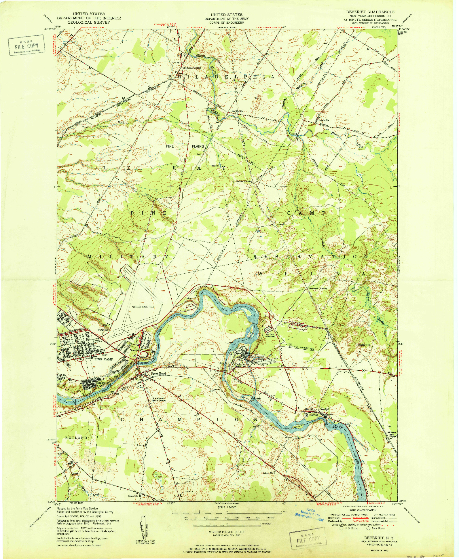 USGS 1:24000-SCALE QUADRANGLE FOR DEFERIET, NY 1950