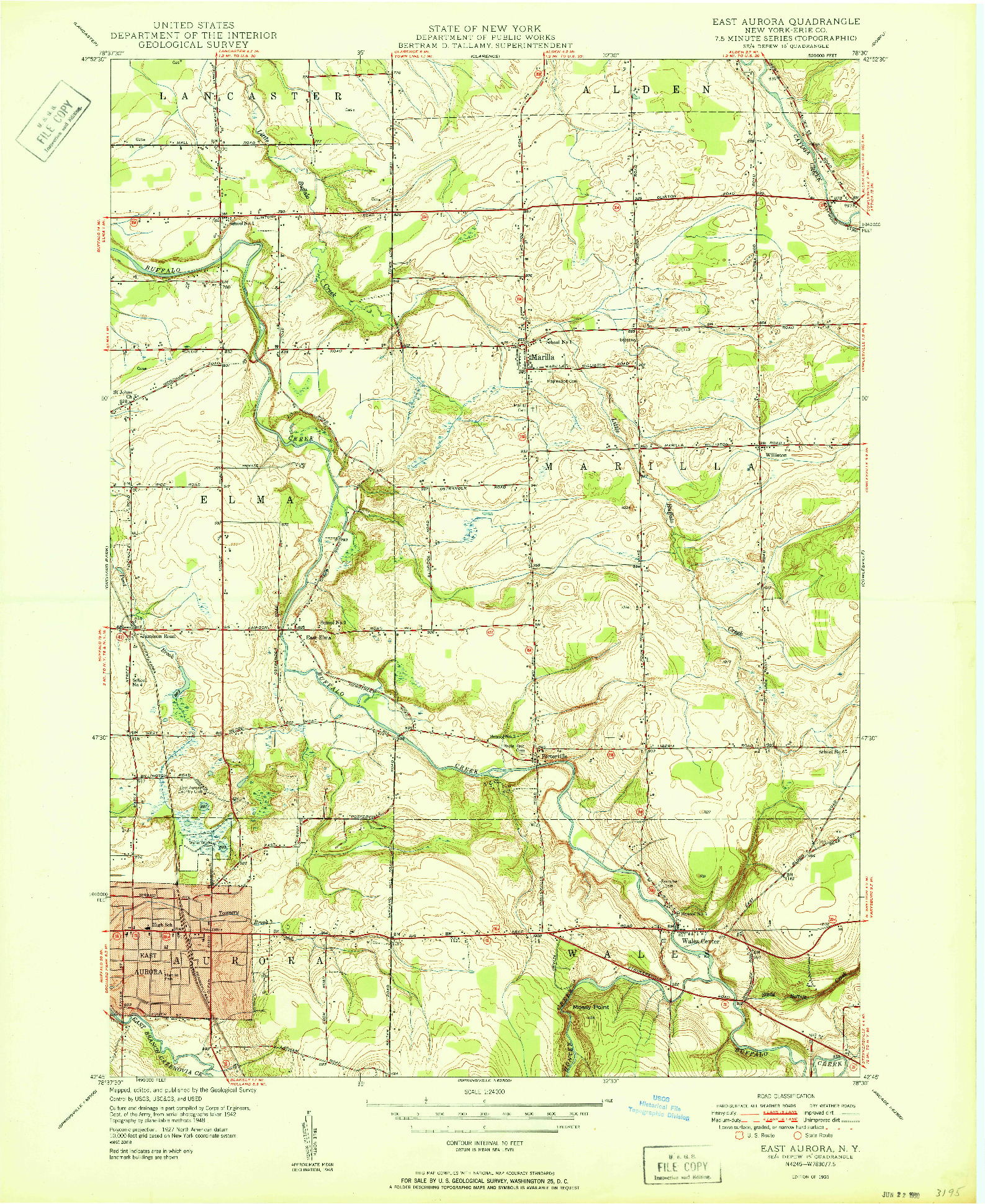USGS 1:24000-SCALE QUADRANGLE FOR EAST AURORA, NY 1950