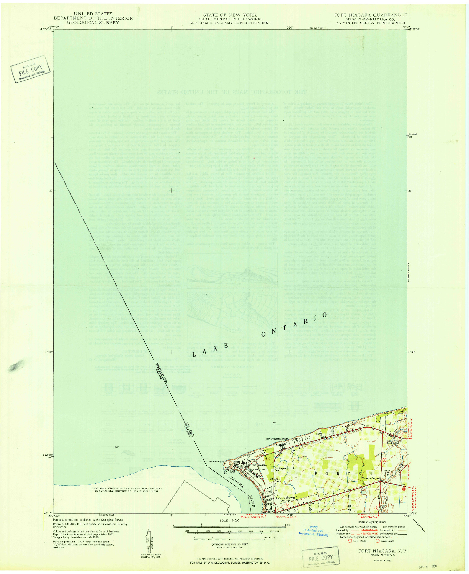 USGS 1:24000-SCALE QUADRANGLE FOR FT NIAGARA, NY 1950